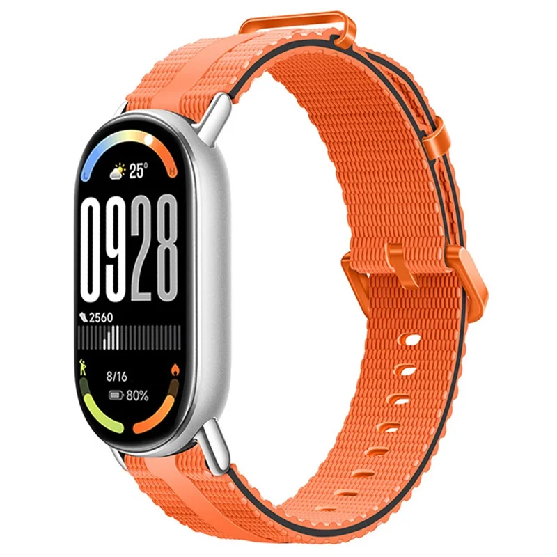 Silicone Strap for Xiaomi Smart Band 10 / 9 / 8 Watch Band Linear Texture Sport Wristband - Orange+Black