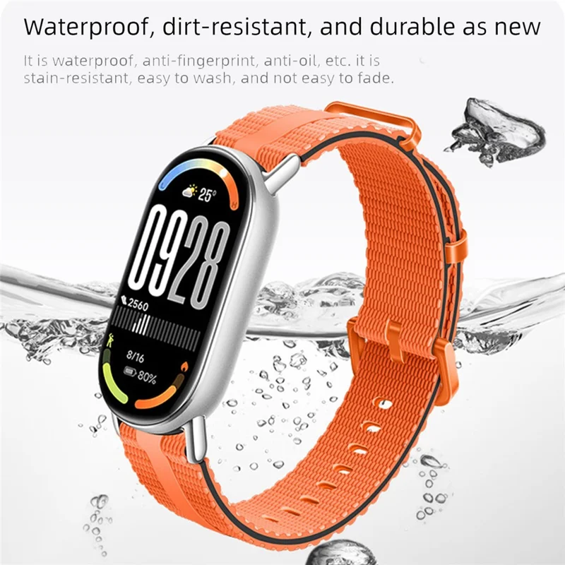 Silicone Strap for Xiaomi Smart Band 10 / 9 / 8 Watch Band Linear Texture Sport Wristband - Orange+Black