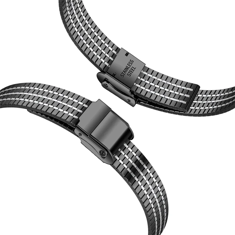 Watchband for Huawei Band 11 Pro NFC  /  11 NFC  /  11 Pro  /  11 7-Beads Electroplated Stainless Steel Watch Strap - Black+Silver