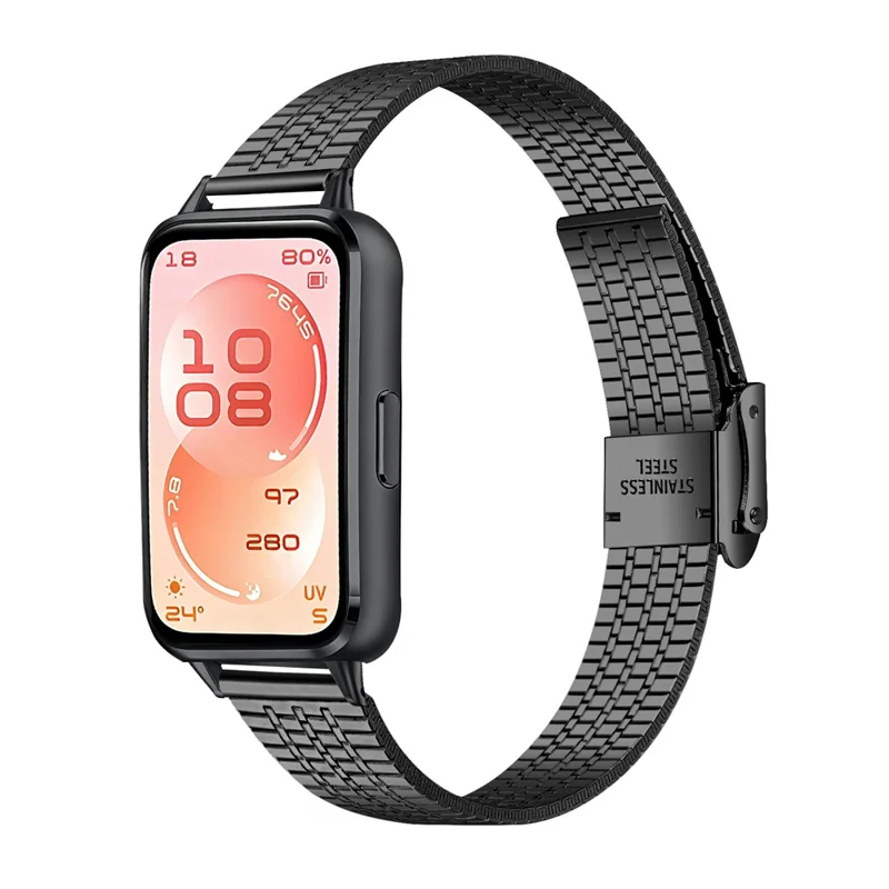 Ремешок для часов Huawei Band 11 Pro NFC / 11 NFC / 11 Pro / 11, 7-ми бусинный, электролитически покрытый нержавеющей сталью, черный