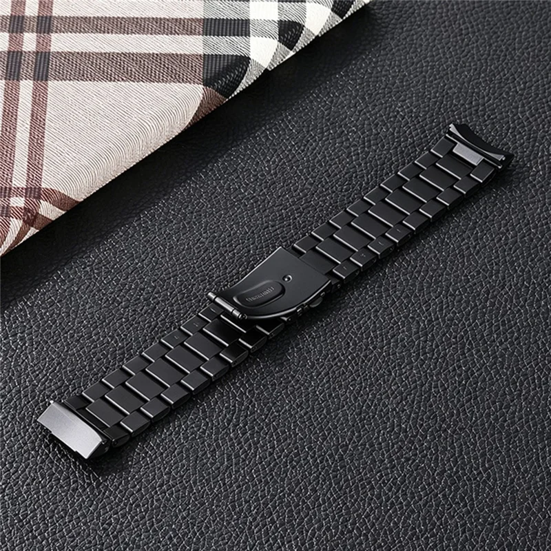 For Xiaomi Watch 5 Rustfrit Stålskærm Metalbånd Tre-Perle Flad Spænde Udskiftning Håndbånd - Sort