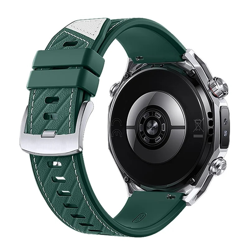 22mm Strap for Huawei Watch Ultimate 2 / GT 6 46mm / GT 5 46mm / GT 5 Pro 46mm Microfiber Leather + Silicone Watch Band with Quick Release Spring Bar - Green