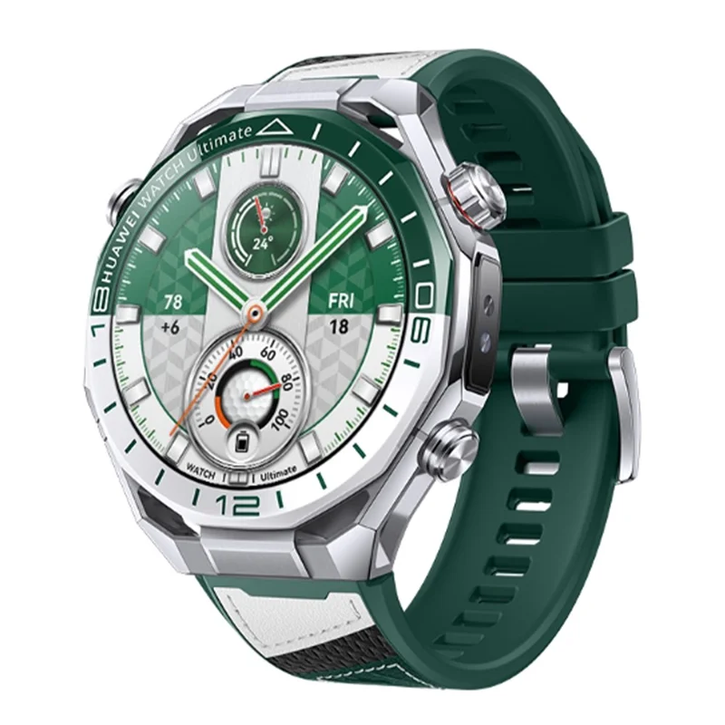 22mm Strap for Huawei Watch Ultimate 2 / GT 6 46mm / GT 5 46mm / GT 5 Pro 46mm Microfiber Leather + Silicone Watch Band with Quick Release Spring Bar - Green