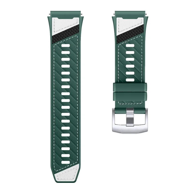 22mm Strap for Huawei Watch Ultimate 2 / GT 6 46mm / GT 5 46mm / GT 5 Pro 46mm Microfiber Leather + Silicone Watch Band with Quick Release Spring Bar - Green