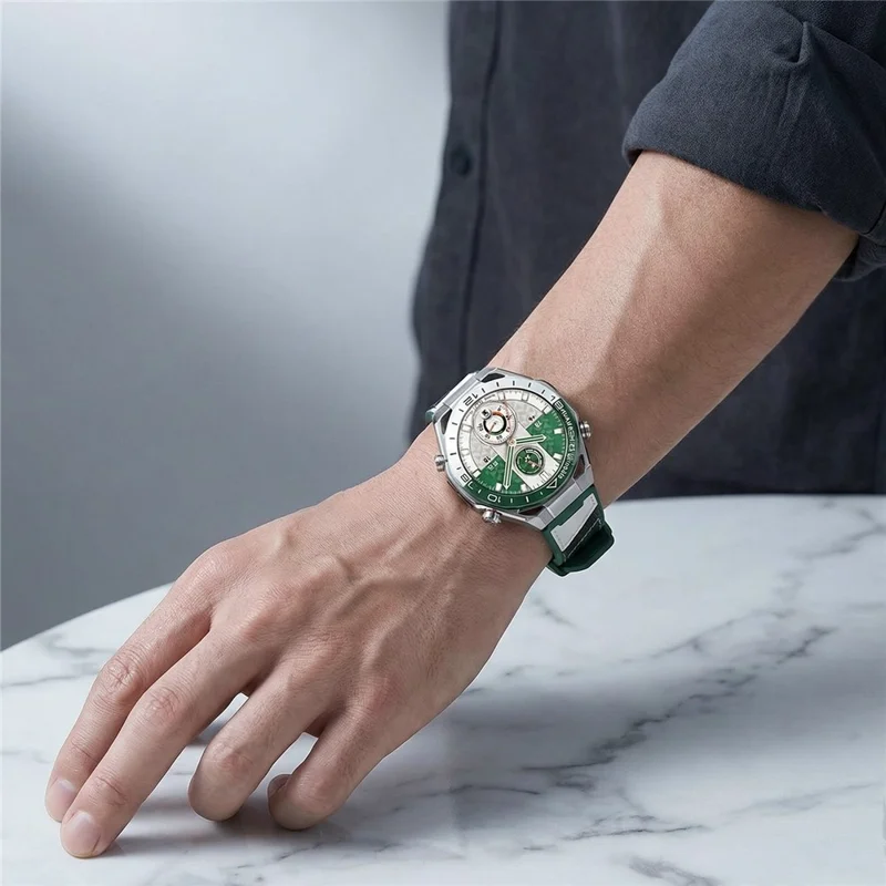 22mm Strap for Huawei Watch Ultimate 2 / GT 6 46mm / GT 5 46mm / GT 5 Pro 46mm Microfiber Leather + Silicone Watch Band with Quick Release Spring Bar - Green
