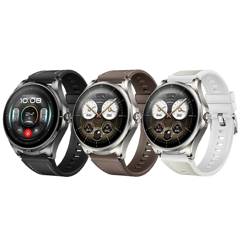 22mm Strap for Huawei Watch GT 6 46mm / GT 5 46mm / GT 5 Pro 46mm Stitching Lines Microfiber Leather + Silicone Watch Band - Black