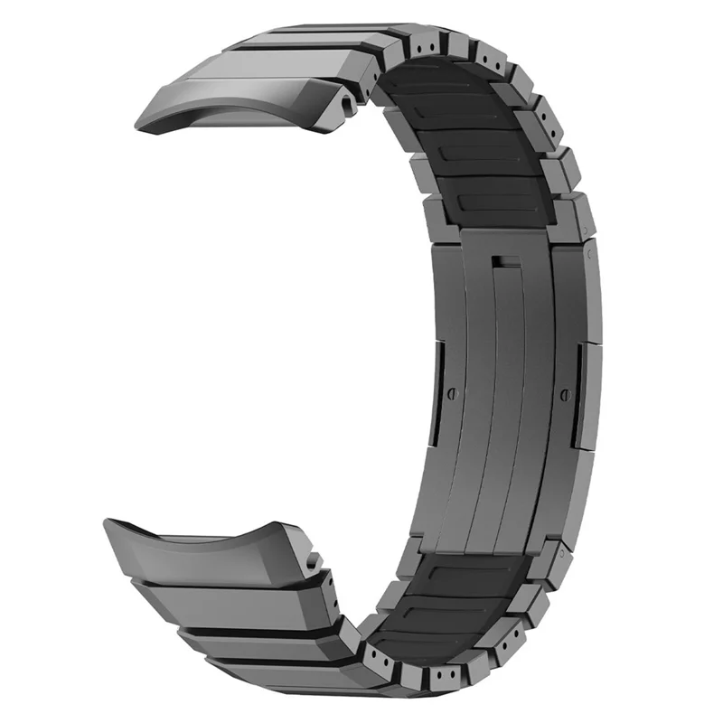 For Huawei Watch GT Runner 2 Silicone + Titanium Alloy Dual Color Watch Strap with Folding Buckle - Black
