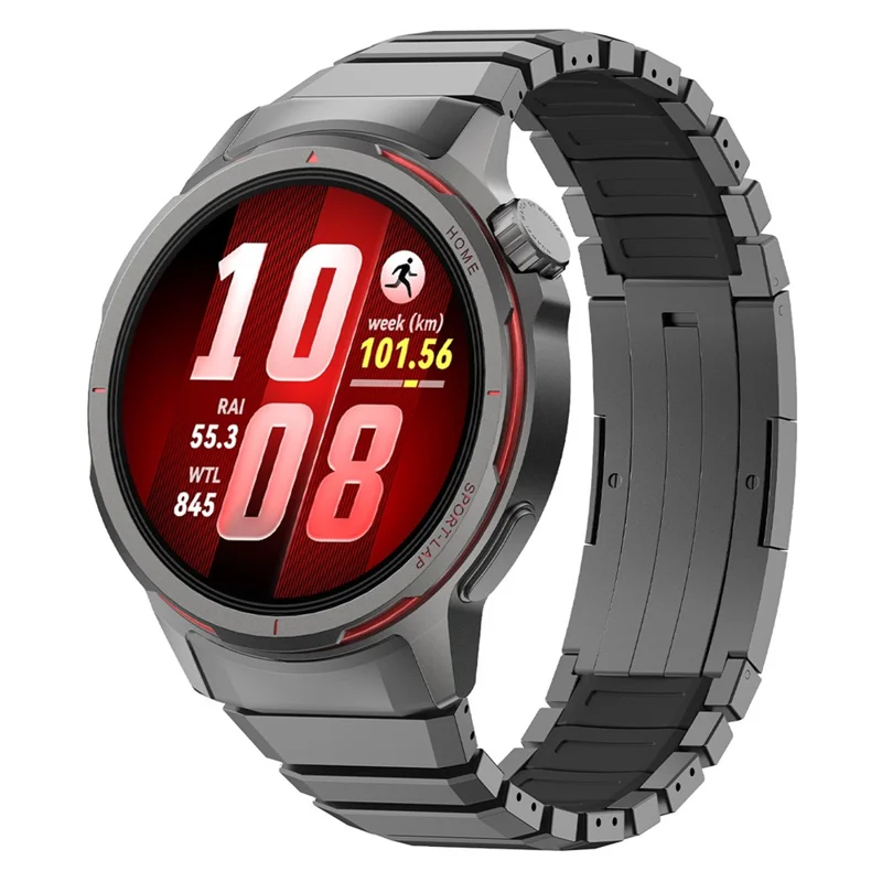 For Huawei Watch GT Runner 2 Silicone + Titanium Alloy Dual Color Watch Strap with Folding Buckle - Black