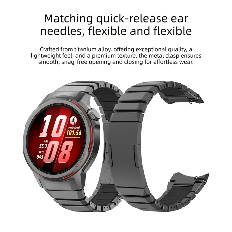 For Huawei Watch GT Runner 2 Silicone + Titanium Alloy Dual Color Watch Strap with Folding Buckle - Black