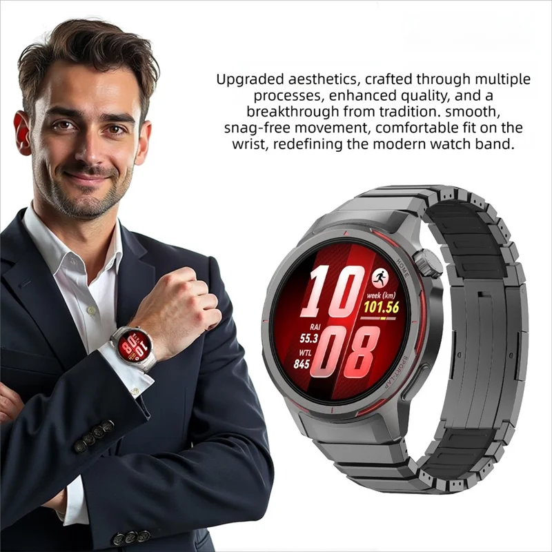 For Huawei Watch GT Runner 2 Silicone + Titanium Alloy Dual Color Watch Strap with Folding Buckle - Black