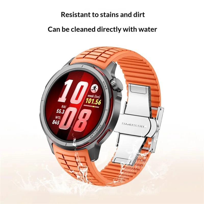 For Huawei Watch GT Runner 2 Textured Silicone Band with Folding Buckle Replacement Wristband - Orange