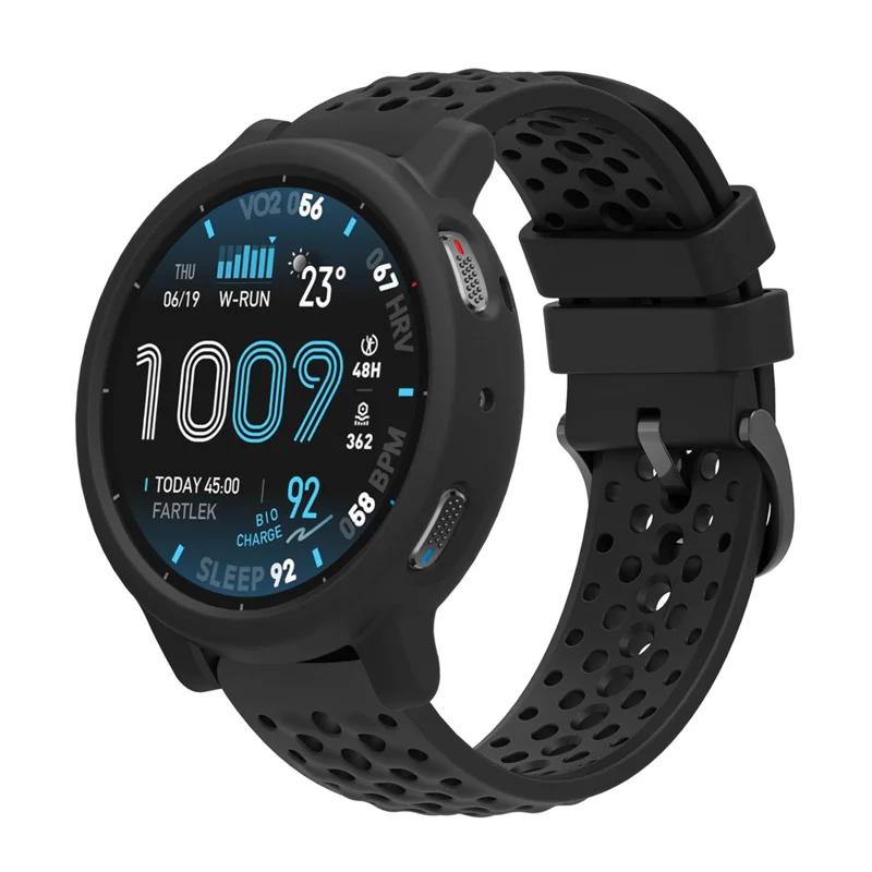 For Huami Amazfit Active Max Breathable Silicone Sports Watch Strap with Watch Case - Black