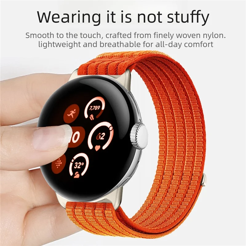 Strap for Google Pixel Watch 4 41mm / Watch 3 41mm / Watch 2 / Watch Nylon Breathable Woven Band Replacement Wristband - Orange