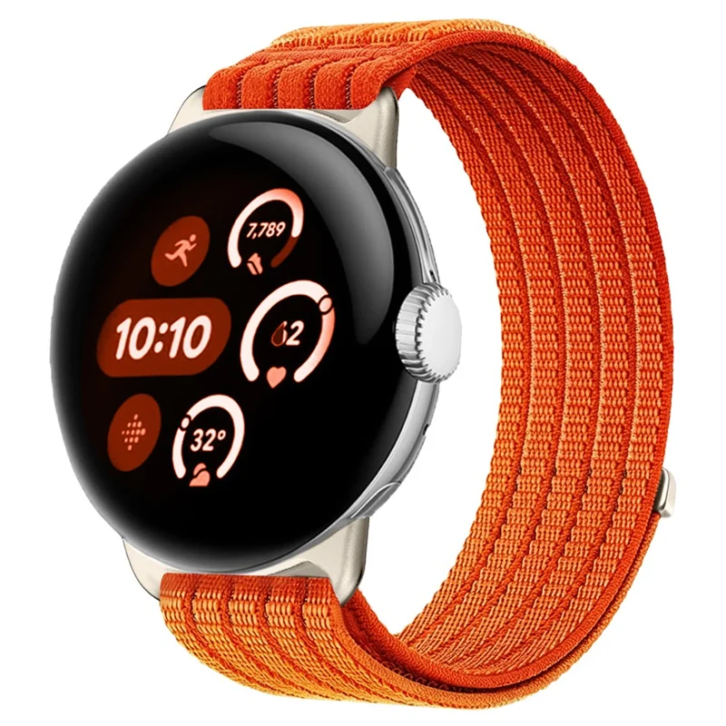 For Google Pixel Watch 4 45mm / Watch 3 45mm Nylon Breathable Woven Band Replacement Wristband - Orange