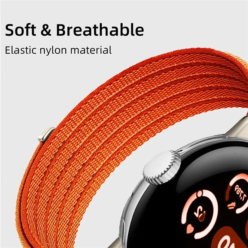 For Google Pixel Watch 4 45mm / Watch 3 45mm Nylon Breathable Woven Band Replacement Wristband - Orange