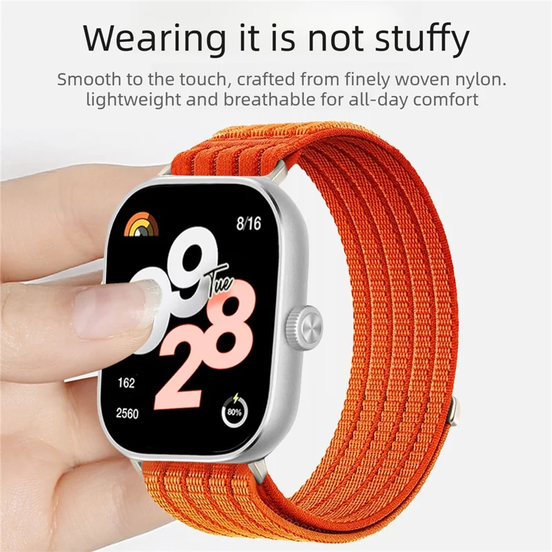 Strap for Xiaomi Smart Band 10 Pro / 9 Pro / 8 Pro / Redmi Watch 6 / 5 / 4 Nylon Breathable Woven Band Replacement Wristband - Orange