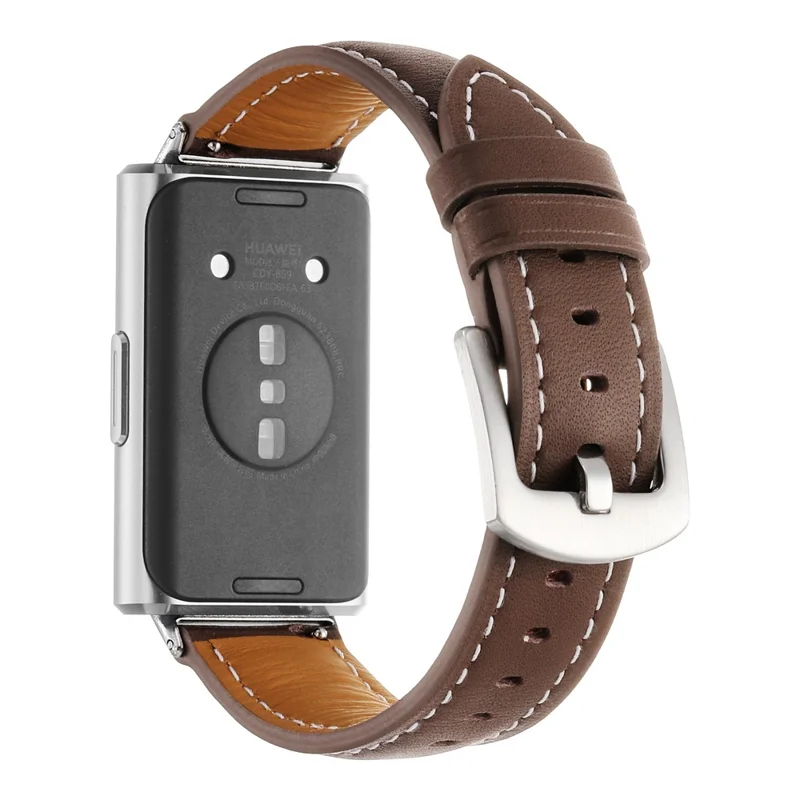 Strap for Huawei Band 11 Pro NFC  /  11 NFC  /  11 Pro  /  11 Genuine Cow Leather Band Quick Release Replacement Wristband - Brown