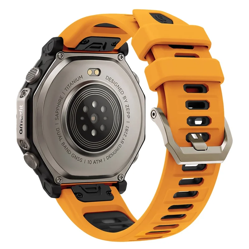 Für Huami Amazfit T-Rex Ultra 2 Silikonarmband Schnellwechsel Wellenmuster Zweifarbige Band - Orange+Schwarz