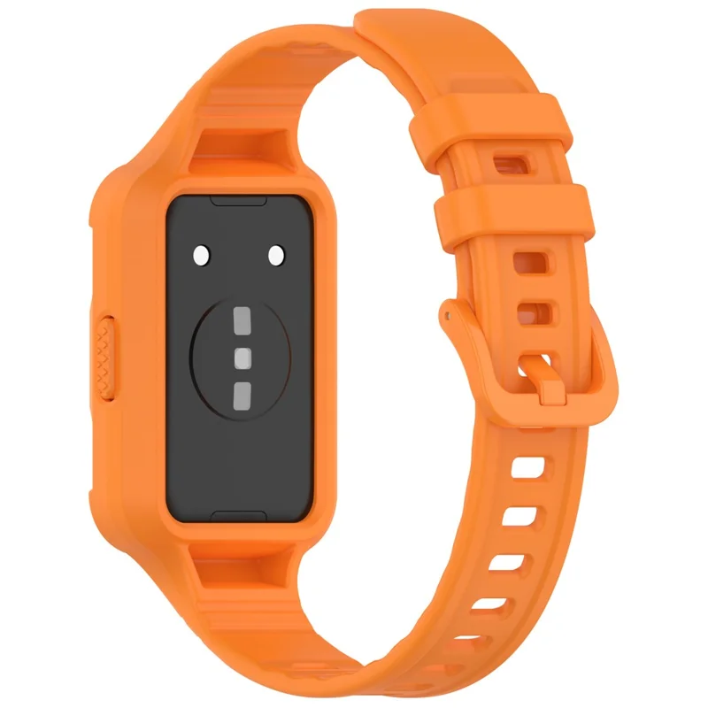 For for Huawei Band 11 Pro NFC  /  11 Pro Integrated Armor Silicone Band with Watch Case - Orange