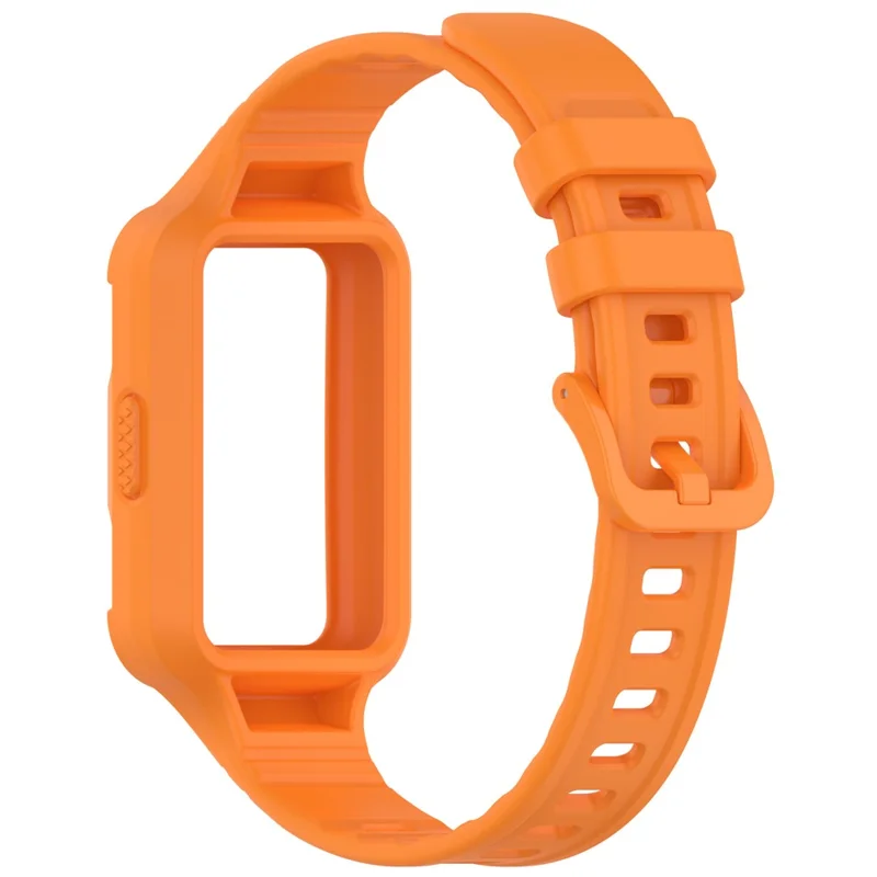 For for Huawei Band 11 Pro NFC  /  11 Pro Integrated Armor Silicone Band with Watch Case - Orange