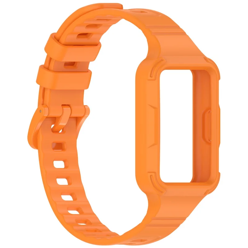 For for Huawei Band 11 Pro NFC  /  11 Pro Integrated Armor Silicone Band with Watch Case - Orange