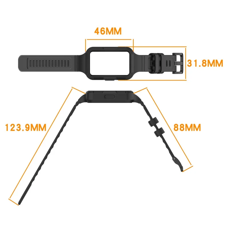 For for Huawei Band 11 Pro NFC  /  11 Pro Integrated Armor Silicone Band with Watch Case - Orange