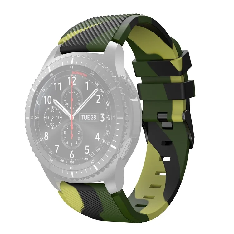 Correa de repuesto de silicona de camuflaje de onda de 22 mm para Samsung Gear S3 Classic/S3 Frontier/Xiaomi Haylou RT LS05s/RS3 LS04 - Verde del ejército