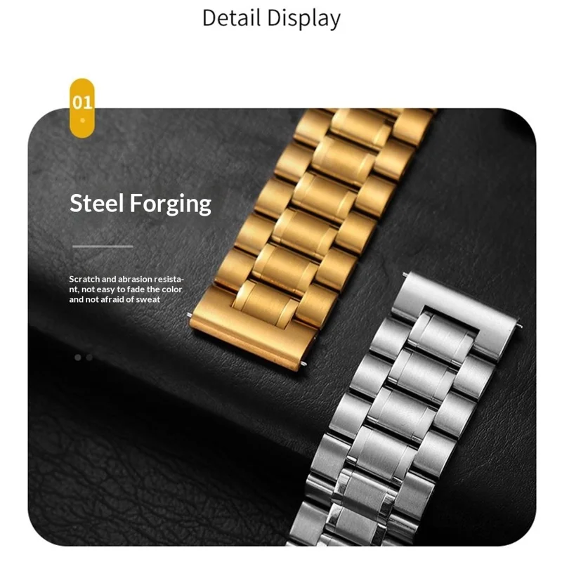For Samsung Galaxy Watch 46mm Metal Strap Quick Release Five-Bead Stainless Steel Watch Band - Silver