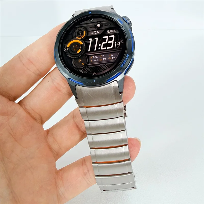 For Huawei Watch GT Runner 2 Metal Strap 22mm Titanium Alloy Watch Band with Turtle Shell Buckle - Silver
