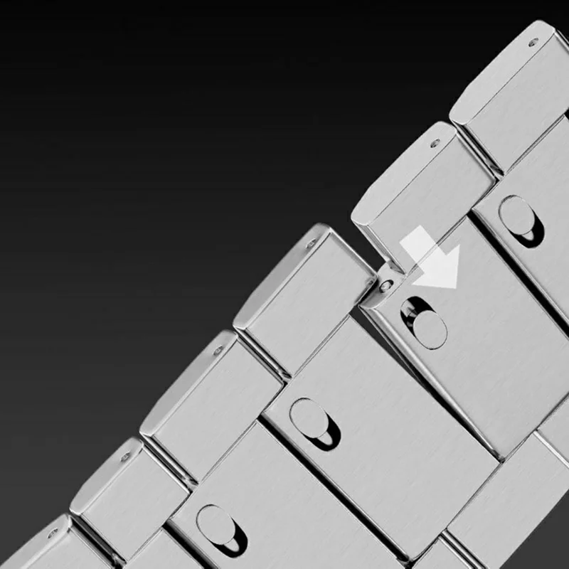 For Huawei Watch GT Runner 2 Titanium Alloy Band Three-Link Chain  Metal Wristband Strap - Silver