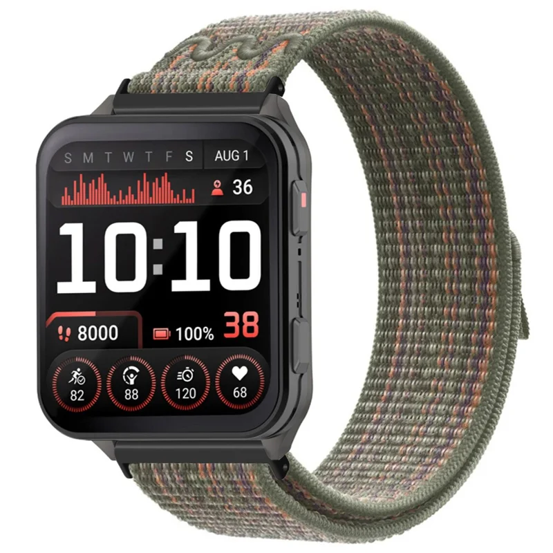 For Garmin Venu X1 Watch Strap 24mm Nylon Sport Loop Band Embroidered Woven Quick Release Replacement Wristband - Dark Green Orange