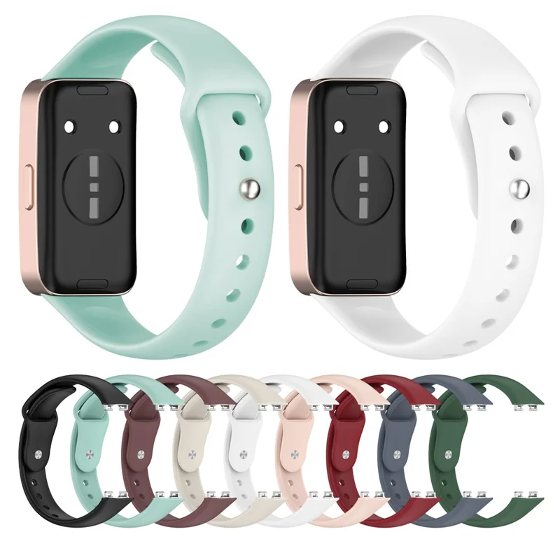 Smart Watch Band for Huawei Band 10 / 9 / 8 Reverse Buckle Silicone Strap - White