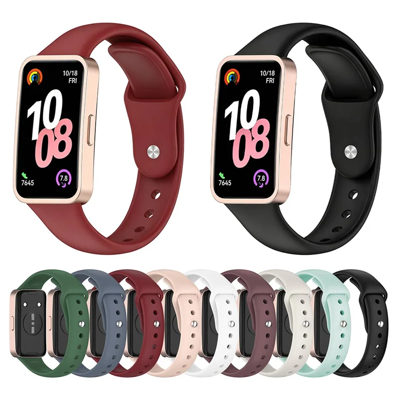 Smart Watch Band for Huawei Band 10 / 9 / 8 Reverse Buckle Silicone Strap - White