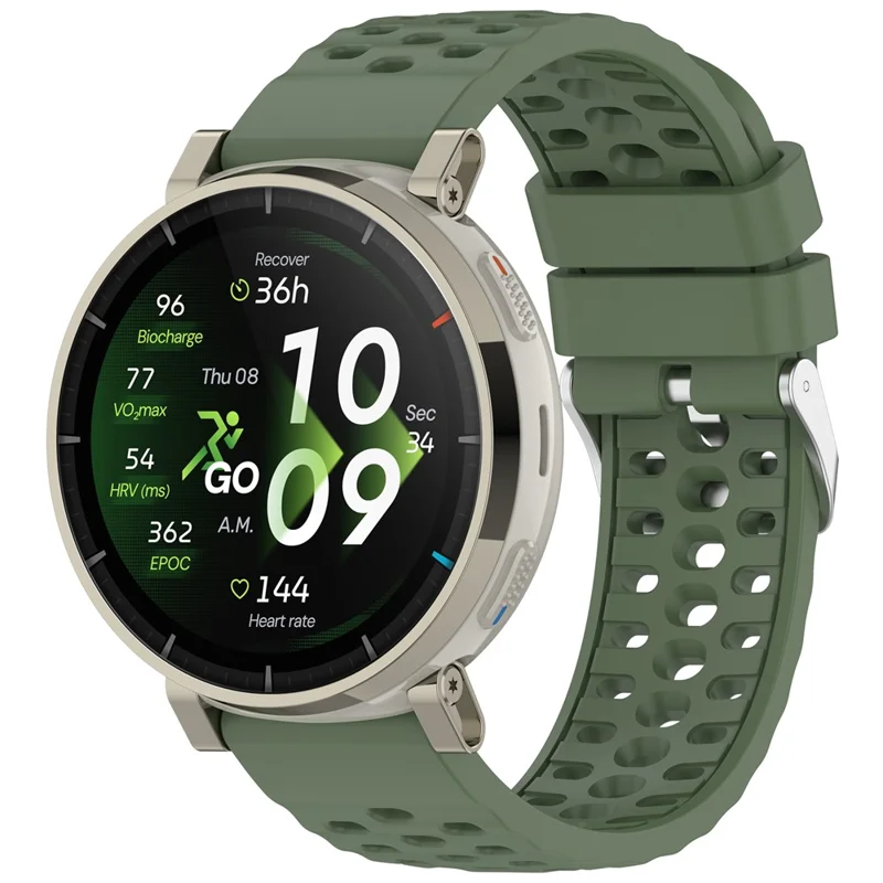 20 mm Silikonarmband für Huami Amazfit Cheetah 2 Pro / Active 3 Premium / Active 2 atmungsaktives Armband – Dunkelgrün