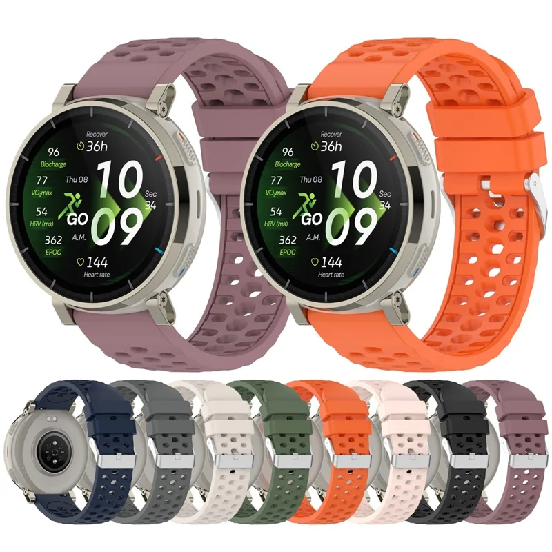 20 mm Silikonarmband für Huami Amazfit Cheetah 2 Pro / Active 3 Premium / Active 2 atmungsaktives Armband – Dunkelgrün