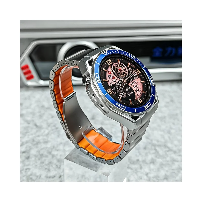 22mm Strap for Oppo Watch 4 Pro / X3 / X2 / X Titanium Alloy + Silicone 1-Bead Replacement Wristband - Silver+Orange