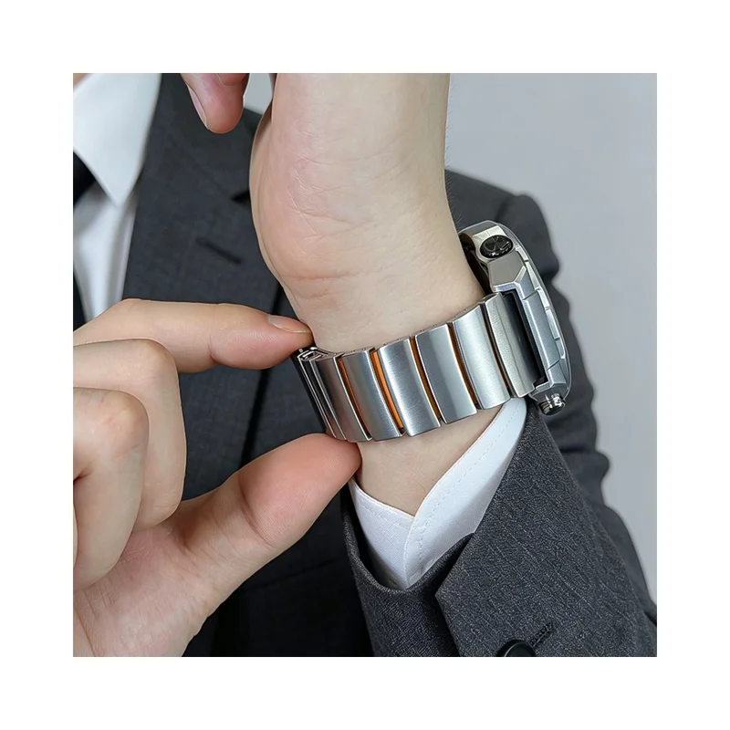 22mm Strap for Oppo Watch 4 Pro / X3 / X2 / X Titanium Alloy + Silicone 1-Bead Replacement Wristband - Silver+Orange
