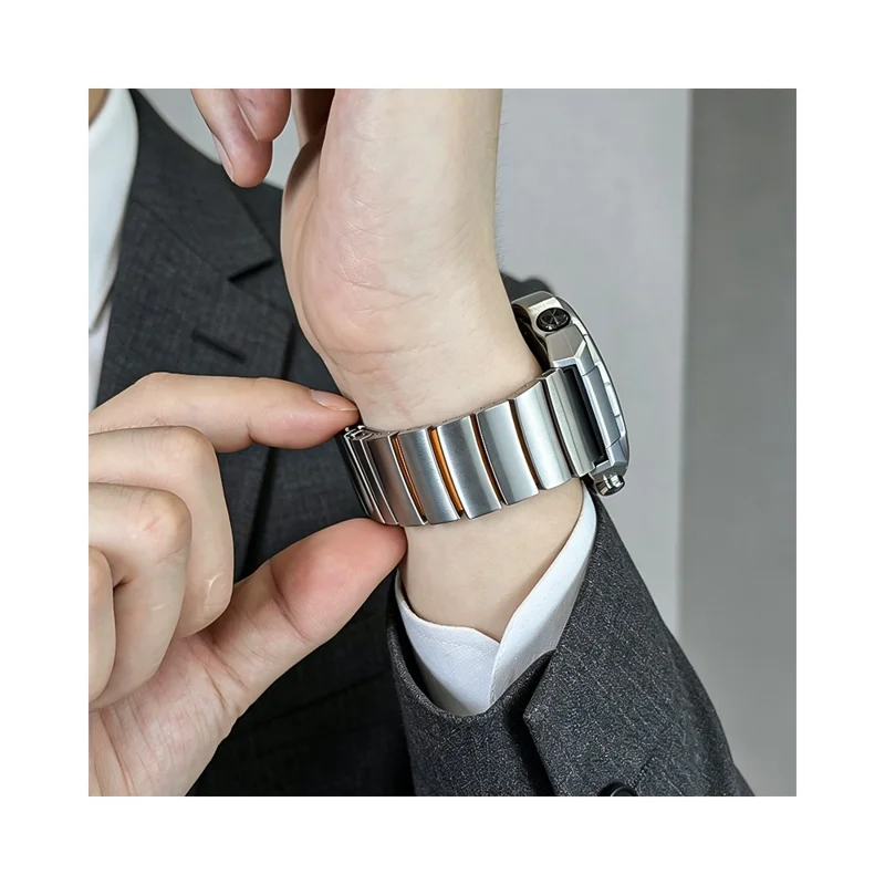 22mm Strap for Oppo Watch 4 Pro / X3 / X2 / X Titanium Alloy + Silicone 1-Bead Replacement Wristband - Silver+Orange