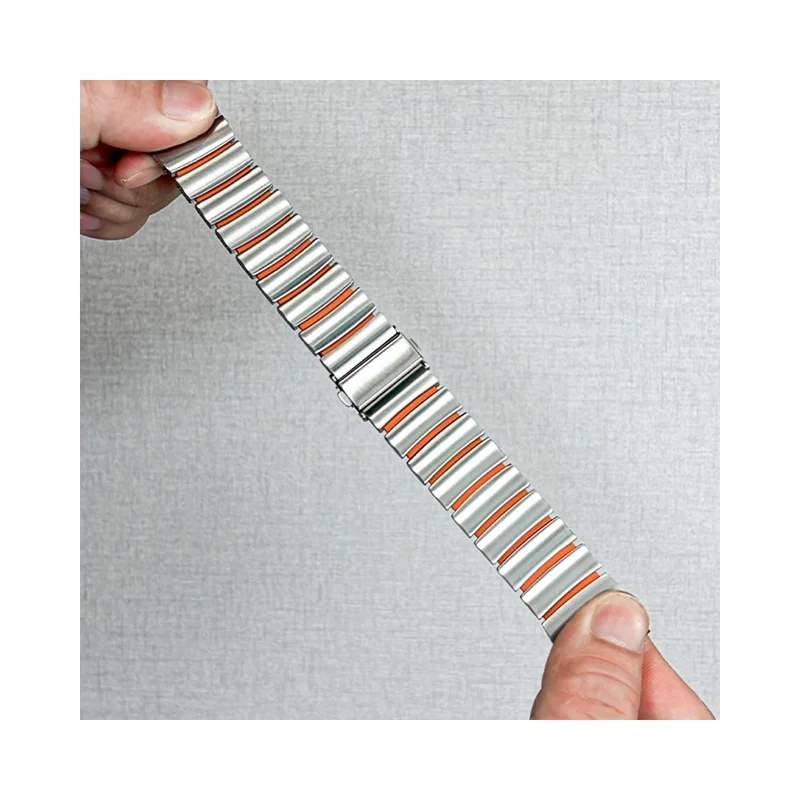 22mm Strap for Oppo Watch 4 Pro / X3 / X2 / X Titanium Alloy + Silicone 1-Bead Replacement Wristband - Silver+Orange