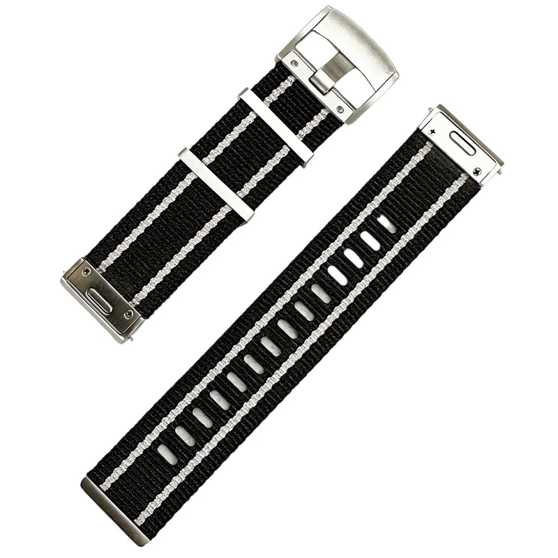 22mm Nylon Strap for Oppo Watch 4 Pro / X3 / X2 / X Breathable Replacement Wristband - Black  /  White