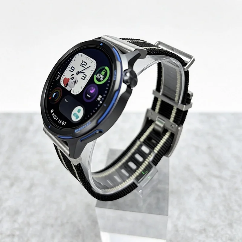 22mm Nylon Strap for Oppo Watch 4 Pro / X3 / X2 / X Breathable Replacement Wristband - Black  /  White