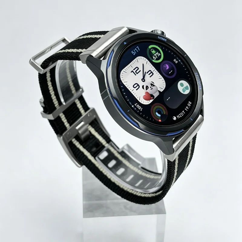 22mm Nylon Strap for Oppo Watch 4 Pro / X3 / X2 / X Breathable Replacement Wristband - Black  /  White