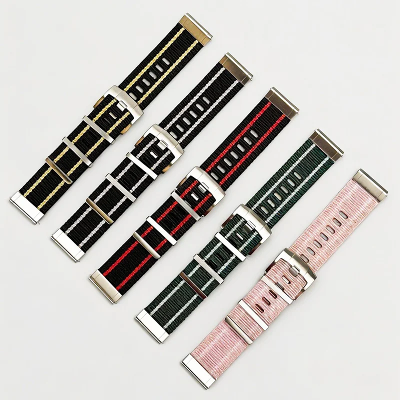 22mm Nylon Strap for Oppo Watch 4 Pro / X3 / X2 / X Breathable Replacement Wristband - Black  /  White
