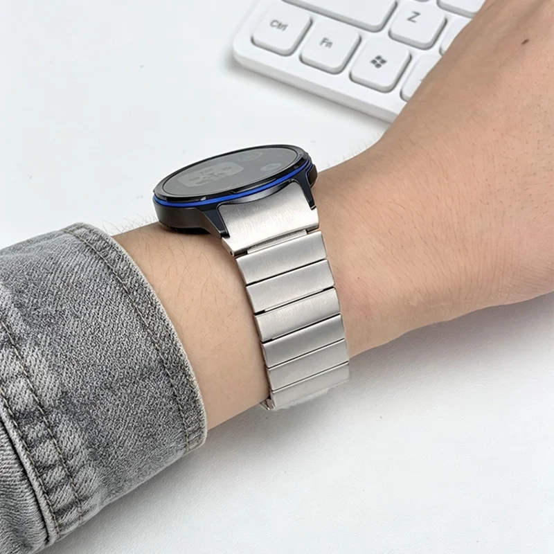 For Huawei Watch GT Runner 2 Titanium Alloy Watch Band Adjustable Bamboo Link Metal Strap - Silver