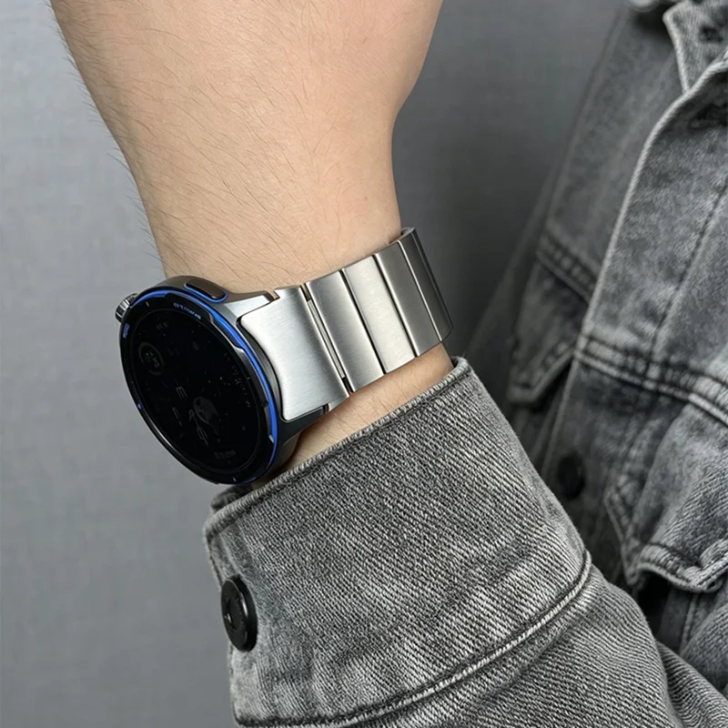 For Huawei Watch GT Runner 2 Titanium Alloy Watch Band Adjustable Bamboo Link Metal Strap - Silver