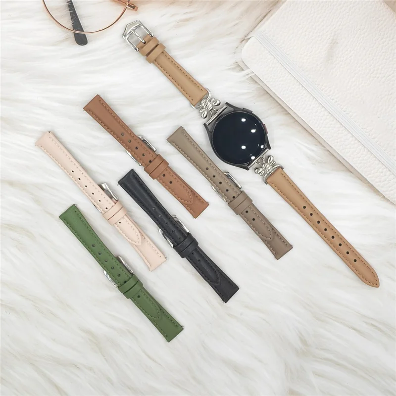 Für Samsung Galaxy Watch 7 40 mm / 44 mm Bienen-Anhänger-Band 20 mm Ledergurt Ersatz-Armband - Schwarz