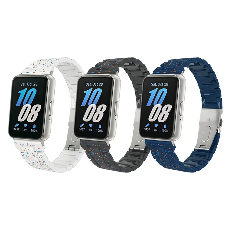 For Samsung Galaxy Fit3 Watch Band Splash Ink Pattern Hard PC Replacement Strap - Blue