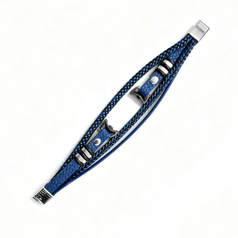 Bracelet Wristband for Xiaomi Smart Band 10 / 9 / 8 Multi-layer Braided Leather Band with Magnetic Buckle - Navy Blue