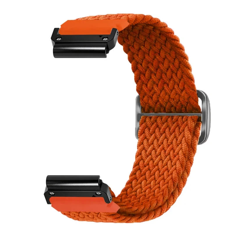 26mm Woven Nylon Strap for Garmin Fenix 8 51mm / 7X / 6X Pro / 5X Plus Elastic Braided Watch Band - Orange