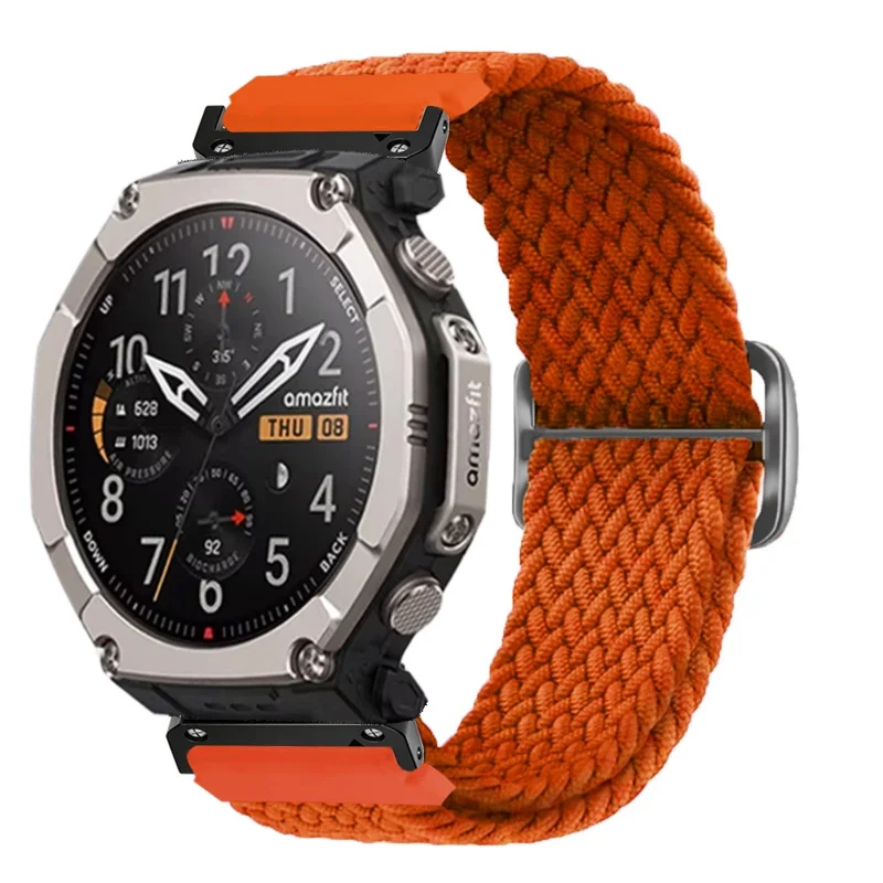 26mm Woven Nylon Strap for Garmin Fenix 8 51mm / 7X / 6X Pro / 5X Plus Elastic Braided Watch Band - Orange